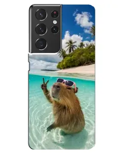 Чехол для Samsung Galaxy S21 ultra с картинкой «Капибара на море»
