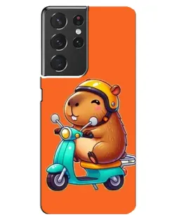 Чехол для Samsung Galaxy S21 ultra с картинкой «Капибара на скутере»