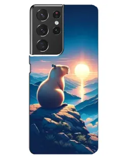 Чехол для Samsung Galaxy S21 ultra с картинкой «Закат солнца с капибарой»