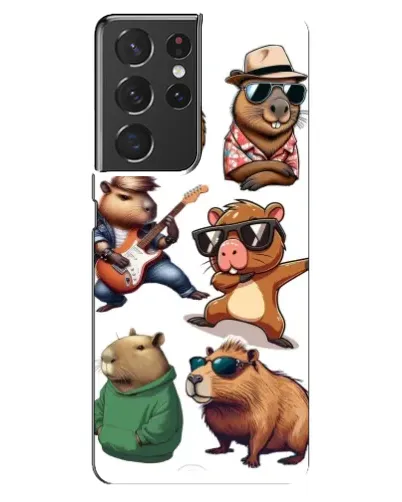 Чехол для Samsung Galaxy S21 ultra с картинкой «Крутые капибары музыканты» Чехол для Samsung Galaxy S21 ultra с картинкой «Крутые капибары музыканты»