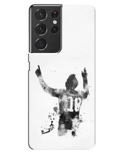 Чехол для Samsung Galaxy S21 ultra с картинкой «Черно-белый силуэт Месси»