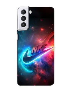 Чехол для Samsung Galaxy S21 с картинкой «Огненный логотип Nike»