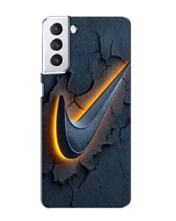 Чехол для Samsung Galaxy S21 с картинкой «Объемный логотип Найк»