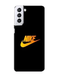 Чехол для Samsung Galaxy S21 с картинкой «Золотой логотип Nike»