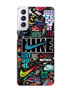Чехол для Samsung Galaxy S21 с картинкой «Яркий коллаж Nike»