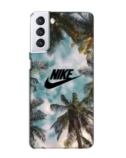 Чехол для Samsung Galaxy S21 с картинкой «Тропический принт Nike»