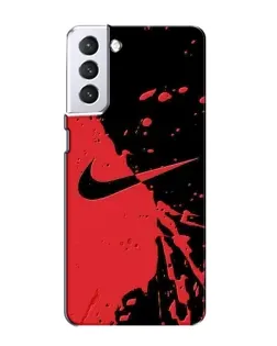 Чехол для Samsung Galaxy S21 с картинкой «Красные брызги Nike»