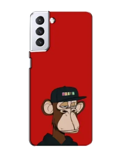 Чехол для Samsung Galaxy S21 с картинкой «Bored Ape — красный фон»