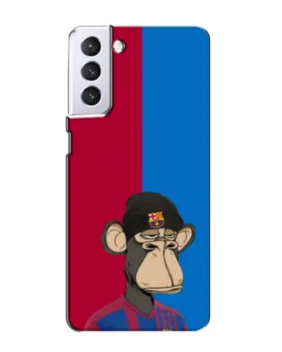 Чехол для Samsung Galaxy S21 с картинкой «Bored Ape — фанат Барсы»
