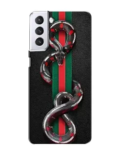 Чехол для Samsung Galaxy S21 с картинкой «Gucci — змея на полосе» Чехол для Samsung Galaxy S21 с картинкой «Gucci — змея на полосе»