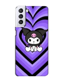 Чехол для Samsung Galaxy S21 с картинкой «Kuromi и фиолетовые сердца»