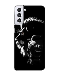 Чехол для Samsung Galaxy S21 с картинкой «BMW и лев» Чехол для Samsung Galaxy S21 с картинкой «BMW и лев»