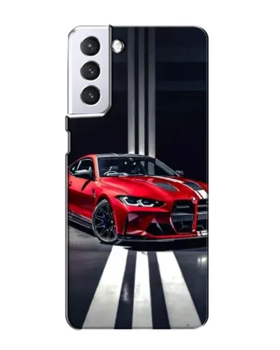 Чехол для Samsung Galaxy S21 с картинкой «Красная BMW на дороге»