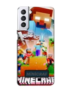 Чехол для Samsung Galaxy S21 с картинкой «Minecraft герои игры»
