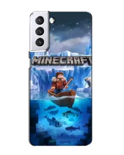 Чехол для Samsung Galaxy S21 с картинкой «Minecraft ледяной мир»