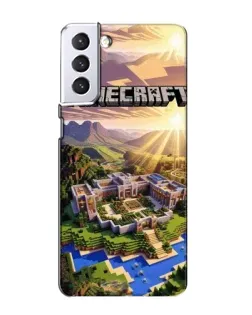 Чехол для Samsung Galaxy S21 с картинкой «Minecraft панорама»