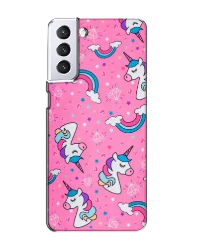 Чехол для Samsung Galaxy S21 с картинкой «Unicorn паттерн розовый»