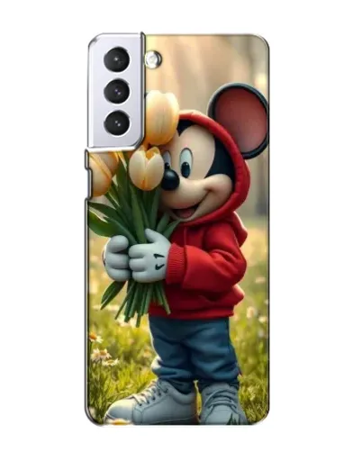 Чехол для Samsung Galaxy S21 с картинкой «Микки с тюльпанами»