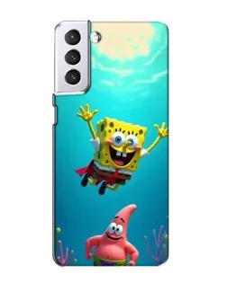 Чехол для Samsung Galaxy S21 с картинкой «Спанч Боб под водой»