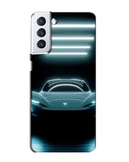 Чохол для Samsung Galaxy S21 з картинкою «Tesla в неоні» Чохол для Samsung Galaxy S21 з картинкою «Tesla в неоні»
