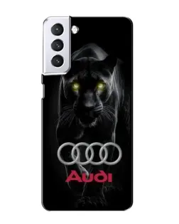 Чехол для Samsung Galaxy S21 с картинкой «Пантера и Audi» Чехол для Samsung Galaxy S21 с картинкой «Пантера и Audi»