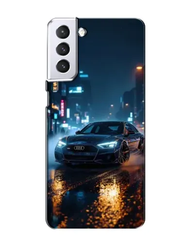 Чехол для Samsung Galaxy S21 с картинкой «Ночной город и Audi»