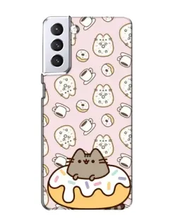 Чехол для Samsung Galaxy S21 с картинкой «Пушин на пончике» Чехол для Samsung Galaxy S21 с картинкой «Пушин на пончике»