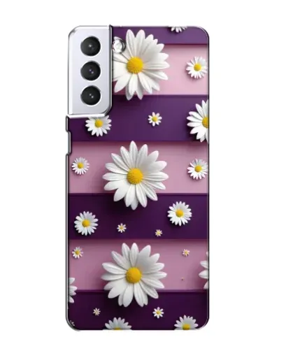 Чехол для Samsung Galaxy S21 с картинкой «Ромашки на фиолетовом»