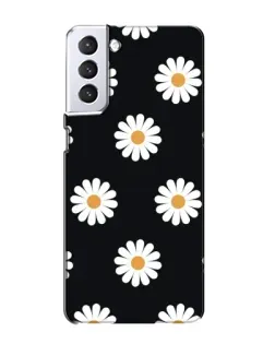 Чехол для Samsung Galaxy S21 с картинкой «Ромашки на черном» Чехол для Samsung Galaxy S21 с картинкой «Ромашки на черном»