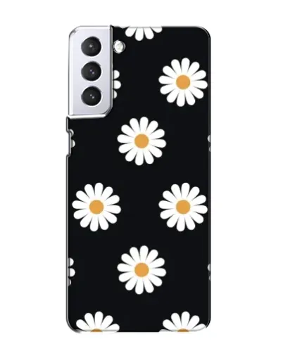 Чехол для Samsung Galaxy S21 с картинкой «Ромашки на черном»