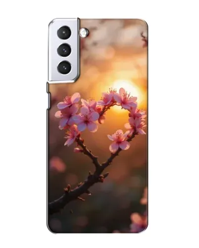 Чехол для Samsung Galaxy S21 с картинкой «Розовый цвет сердце на фоне заката»