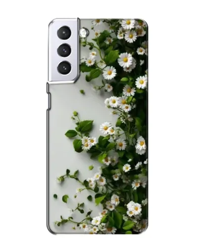 Чехол для Samsung Galaxy S21 с картинкой «Ветка мелких белых цветов»