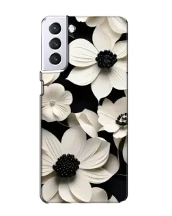 Чехол для Samsung Galaxy S21 с картинкой «Объемные белые цветы» Чехол для Samsung Galaxy S21 с картинкой «Объемные белые цветы»