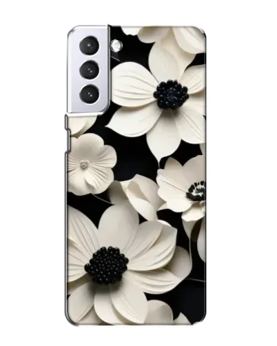 Чехол для Samsung Galaxy S21 с картинкой «Объемные белые цветы»