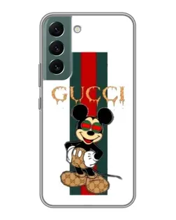 Чехол для Samsung Galaxy S22 Plus с картинкой «Микки Маус Gucci — полосы»