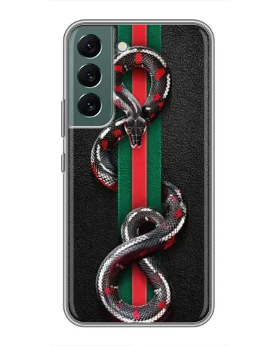 Чехол для Samsung Galaxy S22 Plus с картинкой «Gucci — змея на полосе» Чехол для Samsung Galaxy S22 Plus с картинкой «Gucci — змея на полосе»