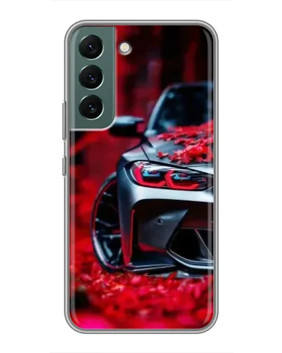 Чехол для Samsung Galaxy S22 Plus с картинкой «Спортивная BMW и цветы»