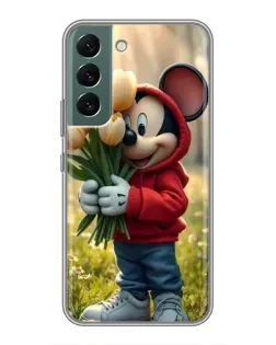 Чехол для Samsung Galaxy S22 Plus с картинкой «Микки с тюльпанами»