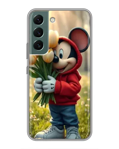 Чехол для Samsung Galaxy S22 Plus с картинкой «Микки с тюльпанами»