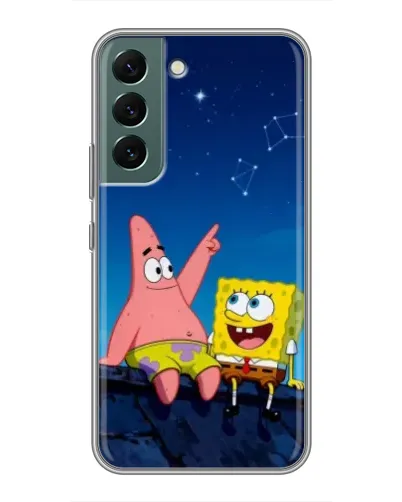 Чехол для Samsung Galaxy S22 Plus с картинкой «Губка Боб и Патрик ночью»