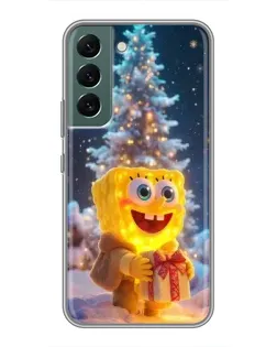 Чехол для Samsung Galaxy S22 Plus с картинкой «Рождественский Спанч Боб»