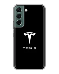 Чохол для Samsung Galaxy S22 Plus з картинкою «Tesla White Logo»