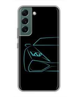 Чехол для Samsung Galaxy S22 Plus с картинкой «Голубой силуэт Lamborghini»
