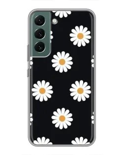 Чехол для Samsung Galaxy S22 Plus с картинкой «Ромашки на черном»