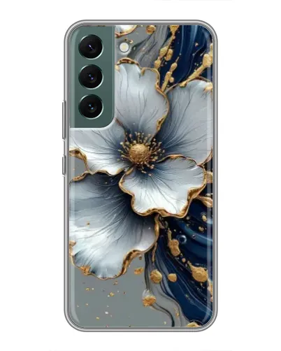 Чехол для Samsung Galaxy S22 Plus с картинкой «Белый цветок и золотой флюид» Чехол для Samsung Galaxy S22 Plus с картинкой «Белый цветок и золотой флюид»