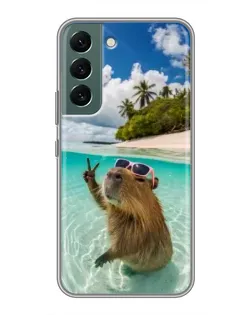 Чехол для Samsung Galaxy S22 Plus с картинкой «Капибара на море»
