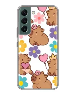 Чехол для Samsung Galaxy S22 Plus с картинкой «Цветочный паттерн капибар»