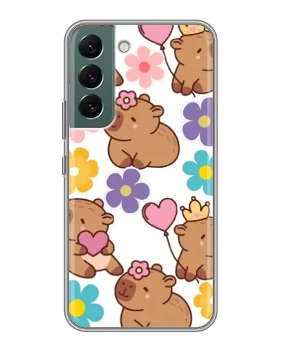 Чехол для Samsung Galaxy S22 Plus с картинкой «Цветочный паттерн капибар» Чехол для Samsung Galaxy S22 Plus с картинкой «Цветочный паттерн капибар»