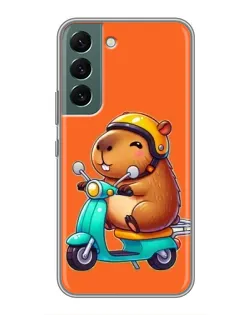 Чехол для Samsung Galaxy S22 Plus с картинкой «Капибара на скутере»