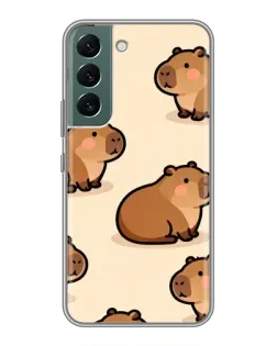 Чехол для Samsung Galaxy S22 Plus с картинкой «Паттерн милых капибар»